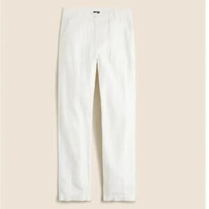 NWT J.CREW White Seaside Linen Tencel Lyocell Blend Cargo Pant Sz 4